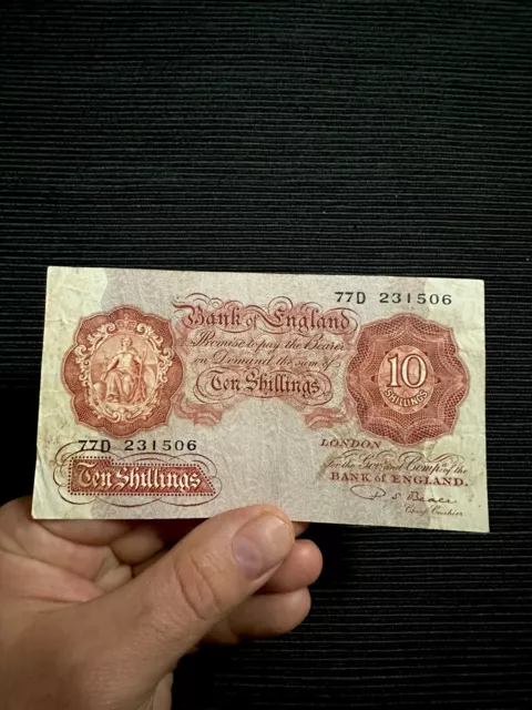 💯 10 shilling note bank of England/ 1950’s / GENUINE. Excellent Condition.