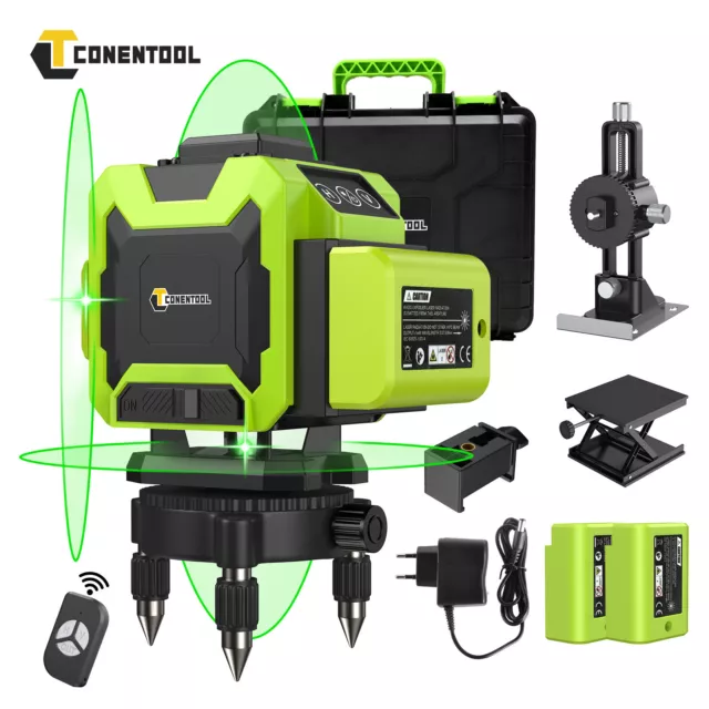 3D 12 Line Laser Level 360° Green Auto Self Leveling Rotary Cross Measure Tool