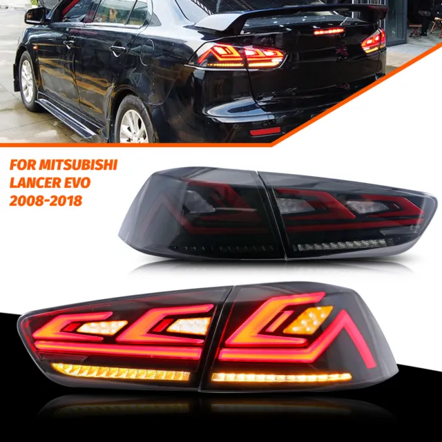 LED Tail Lights For Mitsubishi Lancer 2008-2021 EVO X Smoked Rear Lamps Assembly
