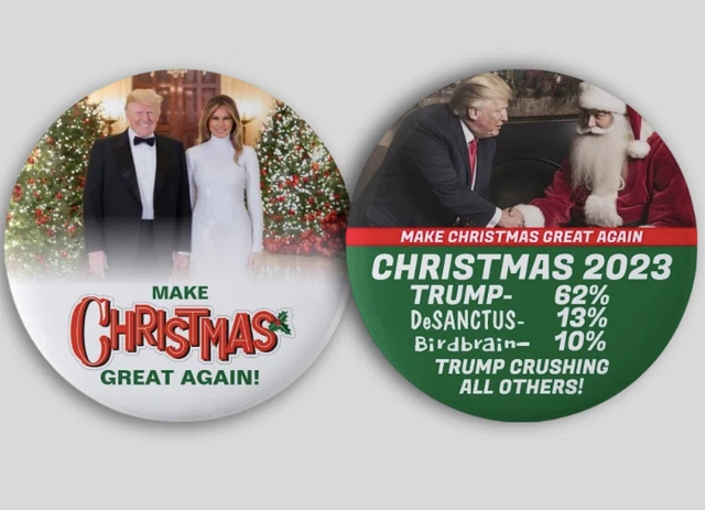 Donald Trump CHRISTMAS Pin Buttons President 2024 Political Republican 2.25"