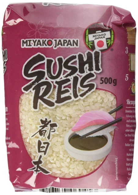 Sushi Reis Miyako Rundkorn Lebensmittel vegan 7x 500g OVP fehlt NEU MHD 09/01/25