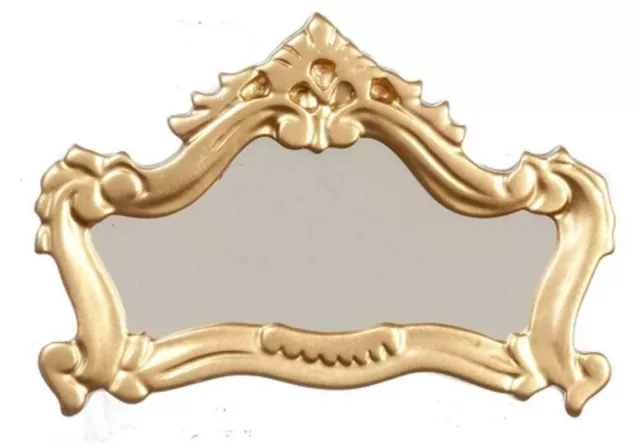 Melody Jane Dollhouse Miniature - Walnut Wooden Framed Mirror With Gold Decor 1:12 Scale