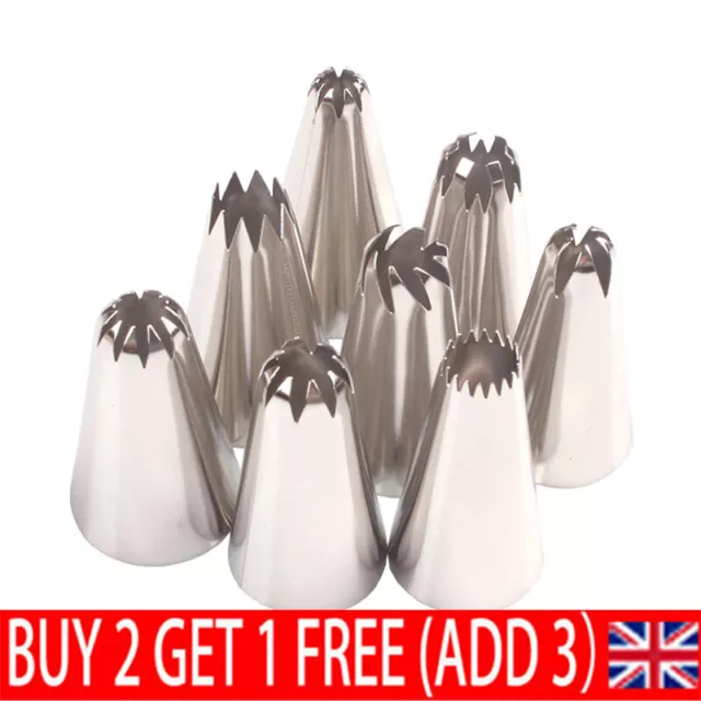 8X Icing Piping Nozzles Tips Set Large Pastry Cake Sugarcraft Decorating Tool MY