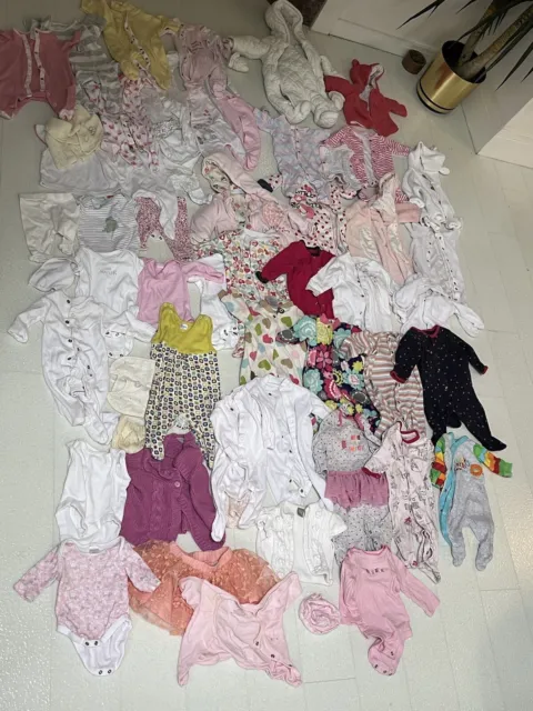 Baby girls Clothes From Small Baby  to 3 Months Bundle Over 53 Pieces