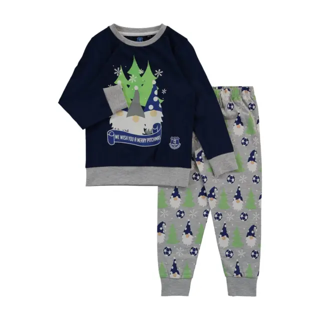 Everton Football Pyjamas Kid's (Size 4-5Y) Christmas Gnomes Pyjamas - New