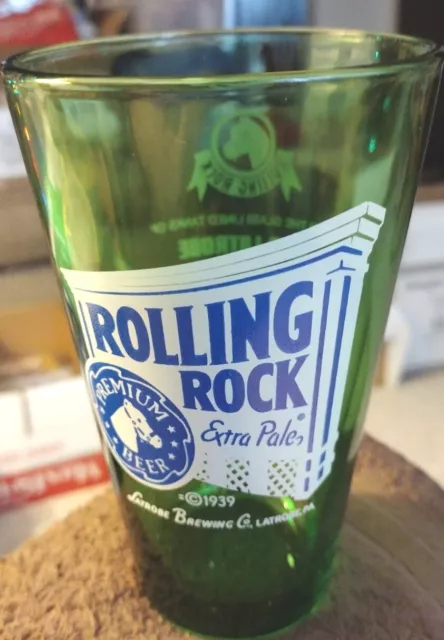 Vintage Rolling Rock Extra Pale Old Latrobe 33 Green Glass Pint Beer Libbey