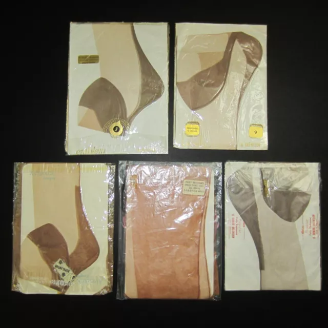 Job lot 5 pairs Fully Fashioned Seamed Nylon Stockings Size 9" FF (#R)