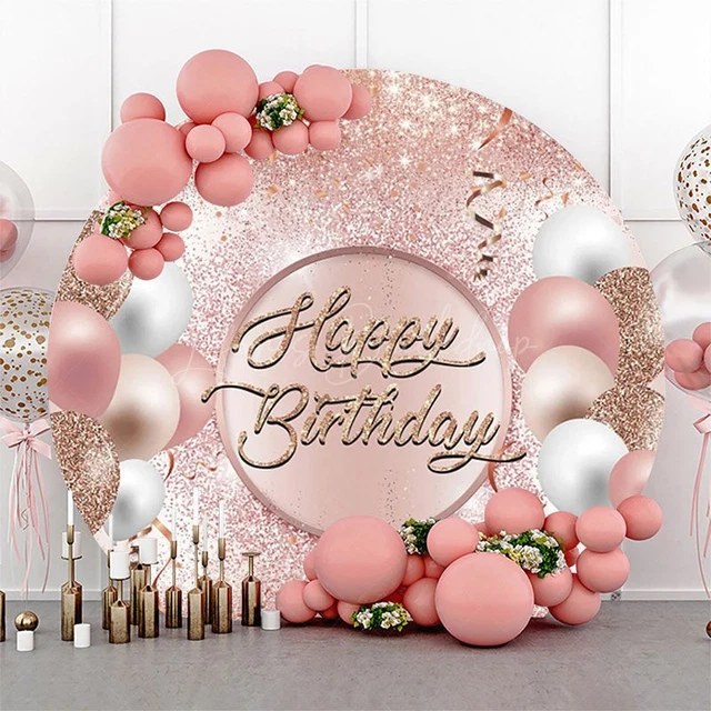 Aperturee Rose Gold Glitter Balloons Birthday Arch Backdrop