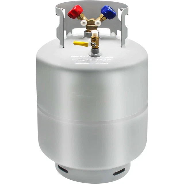 Refrigerant Recovery Reclaim 30 LBS Cylinder Tank 400 PSI Liquid Y Valve,Gray
