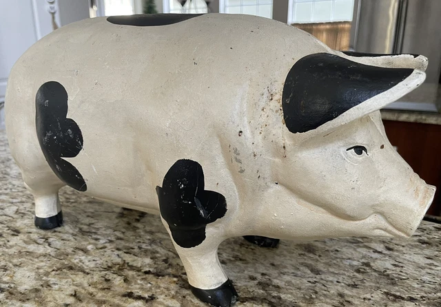 Huge 18” VINTAGE CAST IRON PIG DOOR STOP - APPROX 25 LBS. FARM ANIMAL FOLK ART