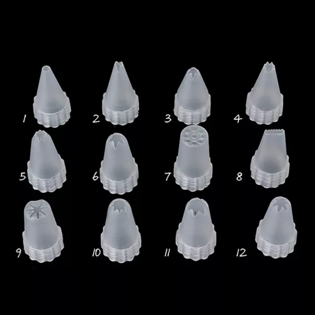 12Pcs/Set Plastic Icing Piping Cream Confectionery  Nozzle Tips Cake Decor TooYB