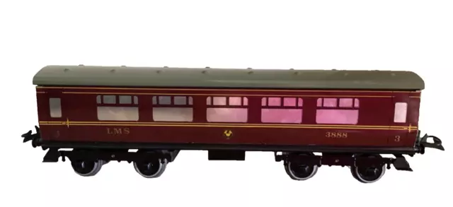 HORNBY REPLICA (Middleton) O GAUGE NO.2 LMS CORRIDOR COACH. Maroon/Grey