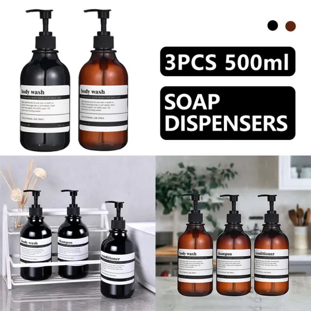 500ML Plastic Dish Soap Dispenser Bathroom Shampoo Empty Pump Bottles with Label