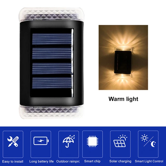 Outdoor Solar 2 LED Wall Lights Path Garden Patio Pathway Stairs Step Fence Lamp