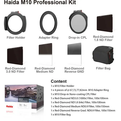Haida M10 Professional Filter Kit - Includes CPL, Red Diamond ND's, & Case