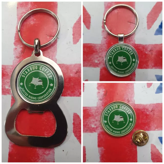 Starbug Coffee Jupiter Mining Corp Red Dwarf Lister  Pin Keyring Bottle Opener