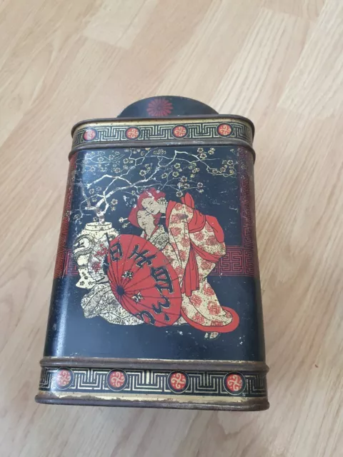 Antiguo gran chino pintado a mano estaño