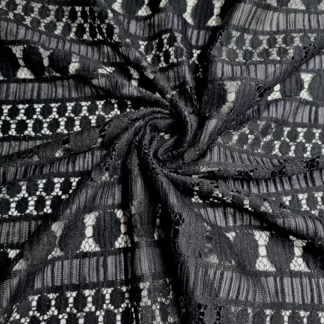 Stretch Lace Fabric Floral Black And Navy Colours 55 Wide Sold By