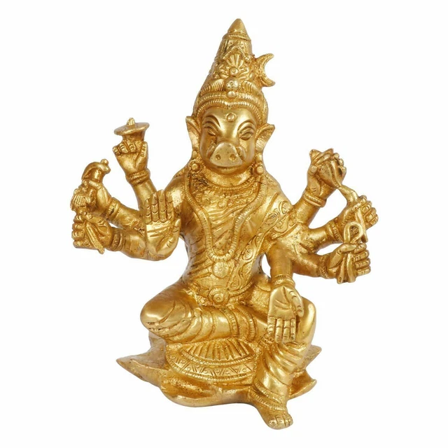 eSplanade Brass Shankh Chakra Namah Showpiece | Shankha Chakra Tilak