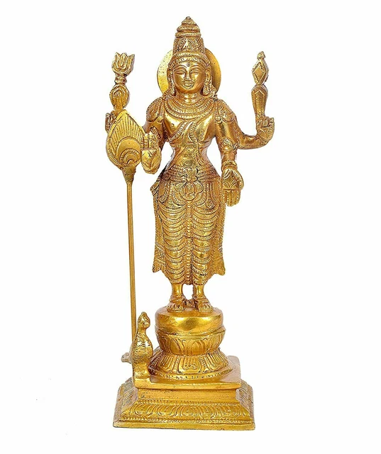 Diya In Ottone Artvarko Con Simboli Vishnu Shankh E Chakra – 2 Pezzi, Altezza 10,6 Cm, Colore Oro Lucido. Oggetto Religioso Autentico Per Decorazione E Preghiera. Fatto A Mano. - 2