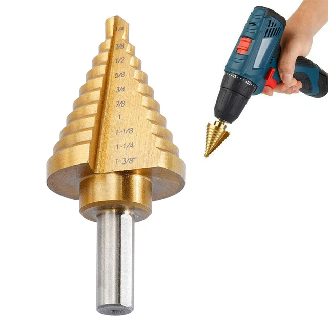 Large HSS Spiral Groove Step Drill Bit 10 Sizes Titanium High Speed Steel Cutter