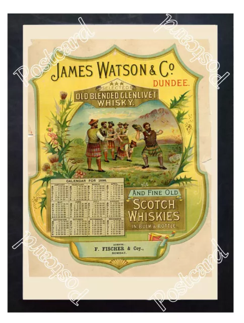 Historic James Watson & Co Scotch Whiskies, Dundee, 1896. Advertising Postcard