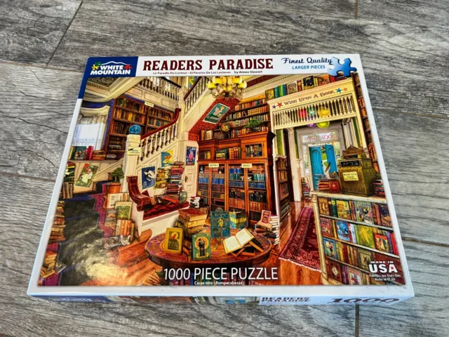 White Mountain Jigsaw Puzzle Readers Paradise USA 1000 Piece Books Item 1244