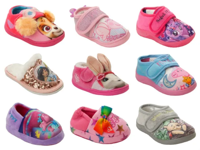 Girls Official Branded Cartoon Character Novelty Slippers Infants Uk Size 5-2