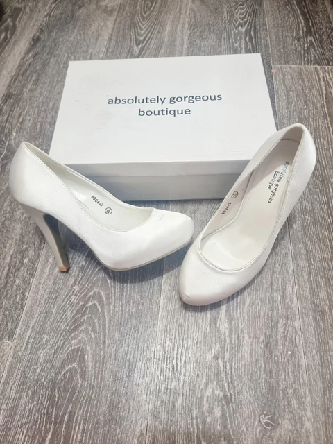 SCARPE DI SETA raso avorio taglia UK 6 EU 39 matrimonio regalo di