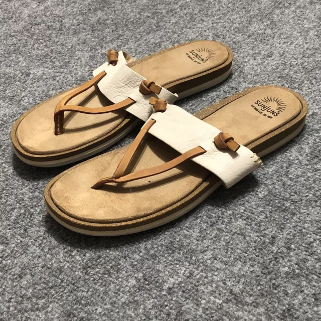 GH Bass Sunjuns Shannon Leather Thong Sandals Womens 11 White