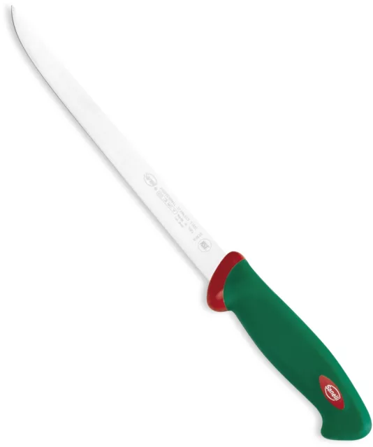 37694 Sanelli Premana Coltello Per Sfilettare Il Pesce Manico Verde E Rosso Cm.