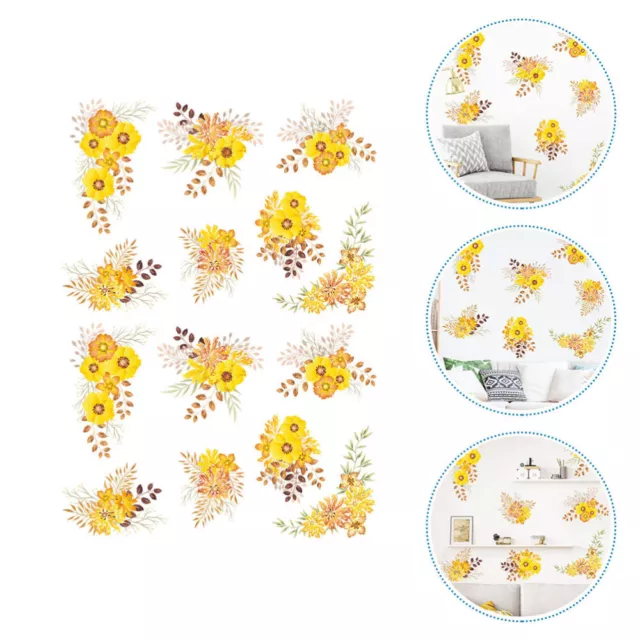 2PCS Yellow Flower Wall Decals - Self-adhesive Home Window Decor