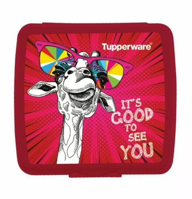 Tupperware Kids Sandwich Keeper Hot Pink Holograph Funky Giraffe Limited Ed New