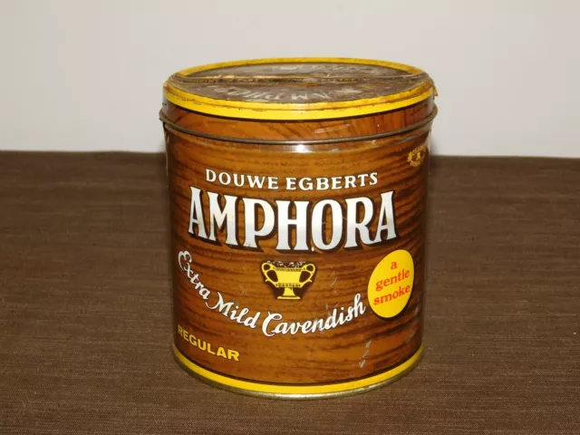 Vintage 5 1/2" High Douwe Egberts Amphora Pipe Tobacco Tin Can *Empty*