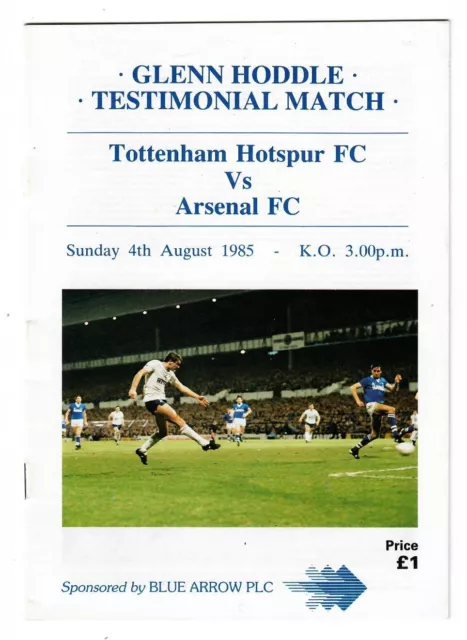 Tottenham Hotspur v Arsenal - Glenn Hoddle Testimonial Match  Football Programme