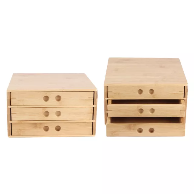 Three Layers Drawer Type Bamboo Boxes Dustproof Tea Cake Storage Box Tray AU