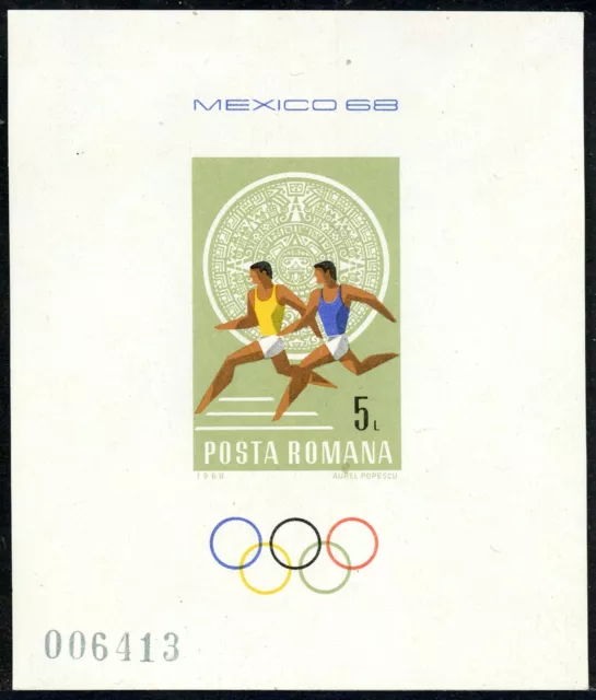 Rumänien Nr.  Bl 67 **, 1968, Olympische Sommerspiele in Mexico, postfr. Block!