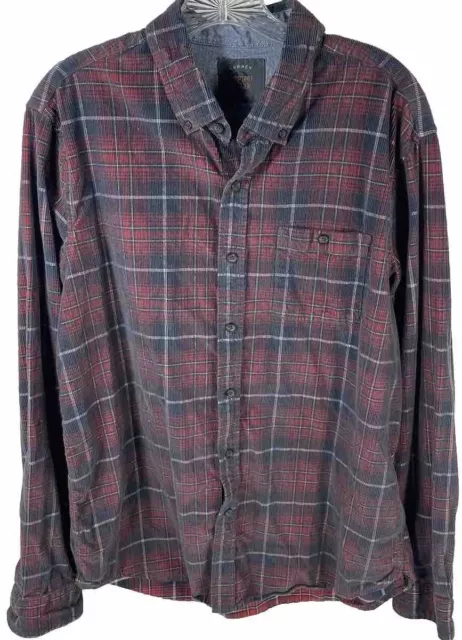 Legacy Copper & Oak Shirt Mens Large Flannel Red Plaid Long Sleeve Button Down