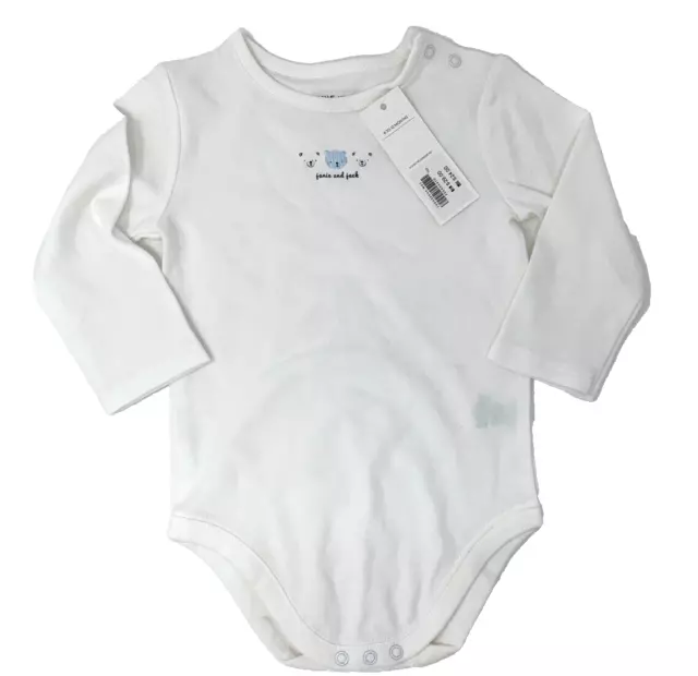 NWT Janie and Jack Baby Boy Girl 6-12 Months White Logo Bodysuit with Blue Bears