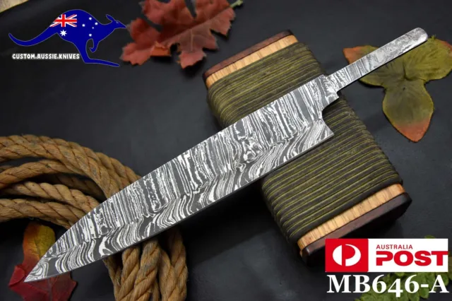 Custom 12.8"OAL Damascus Steel Blank Blade Chef Knife Handmade (MB646-A)