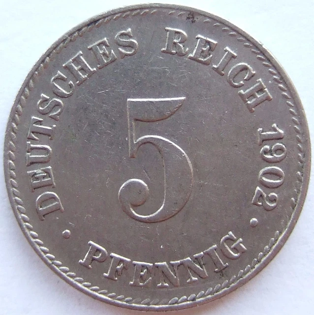 Moneta Reich Tedesco Impero Tedesco 5 Pfennig 1902 J IN Extremely fine