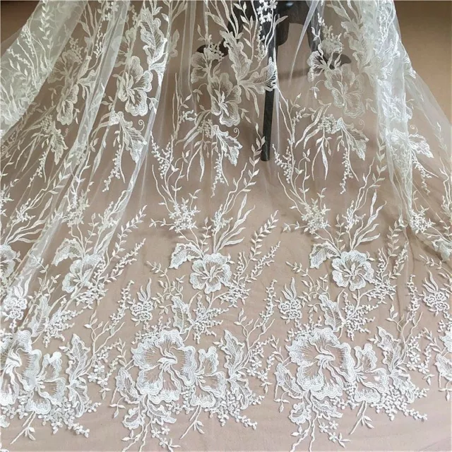 Embroidered Flower Lace Applique Patch Fabric Wedding Bridal Dress Decor DIY Sew