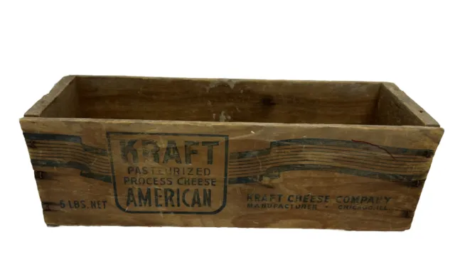 Vintage Kraft American Cheese Wooden Box 2 lbs Vintage 9" USA