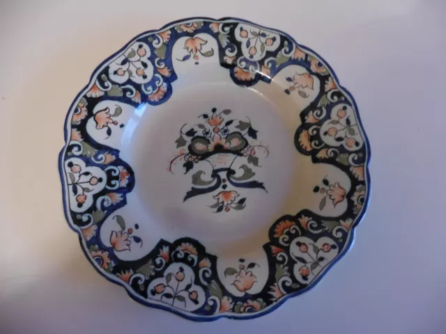 assiette décor rouen panier fleuri polychromE