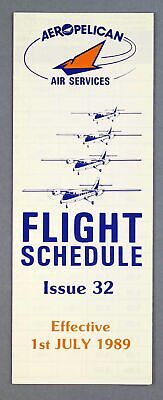 Aeropelican Air Services Airline Timetable July 1989 Australia