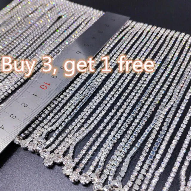 10cm Rhinestone Crystal Tassel Chain Trim Glitter Beaded Fringe Sewing Craft DIY