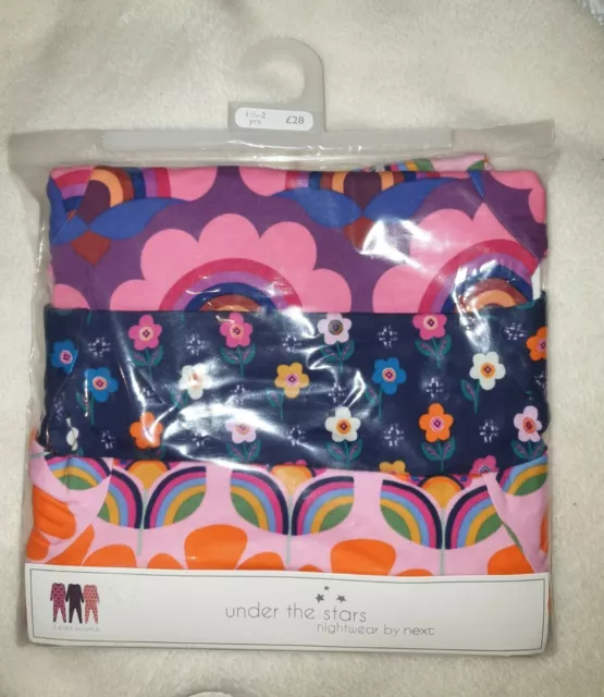 Next 3 Pack Girls Toddler Multicolored Pyjamas Set 1.5- 2 Yrs Nightwear RRP £28