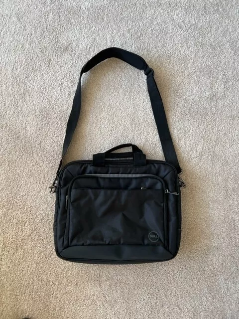 Dell Computer Laptop Briefcase Shoulder/Messenger Padded Black Nylon Bag 15"