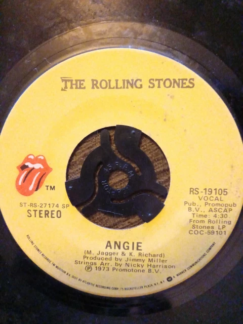 THE ROLLING STONES Angie 1973 Rolling Stones Records 7" 45 Rs 19105 EUR ...