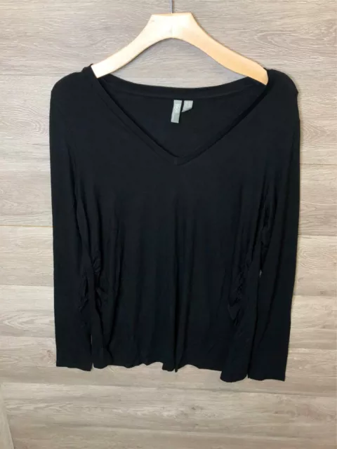 Asos Womens Size 8 Black Oversized Rib V-Neck Shirts Long Sleeve NWOT